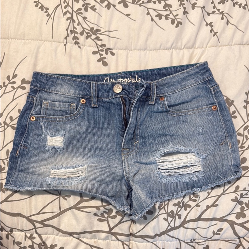 Aeropostale Blue Distressed Jean Shorts